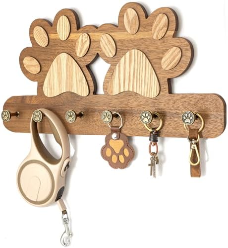 Farmhouse Dog Leash Holder for Wall for Pet Supply Storage, White