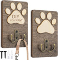 2 Pcs Dog Leash Holder Wall Mount with Hooks, Paw Print Hanger